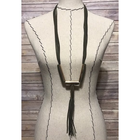 CHICOS Leather Multi Strand Gold Bar Necklace - Picture 1 of 5